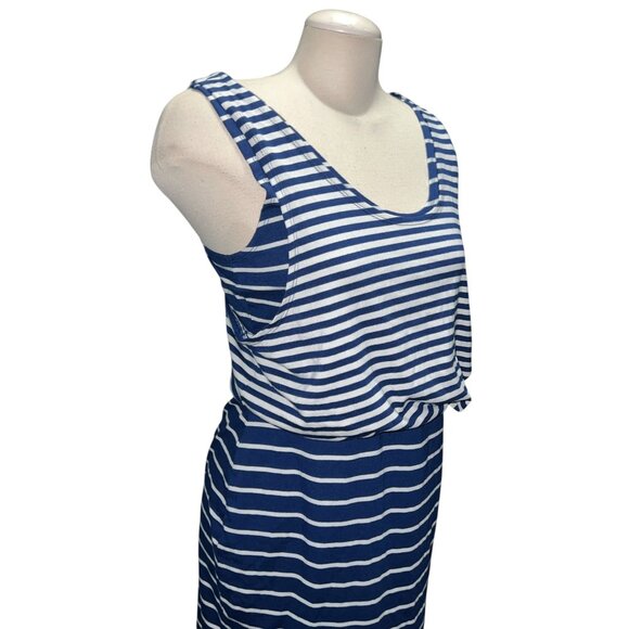 Jessica Simpson Blue & White Striped Sleeveless Tank Dress Large Racerback Casua - Picture 3 of 13